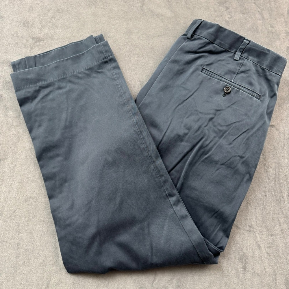Lands End Traditional Fit Chino Pants Mens 40 Navy Blue Straight Leg Trousers